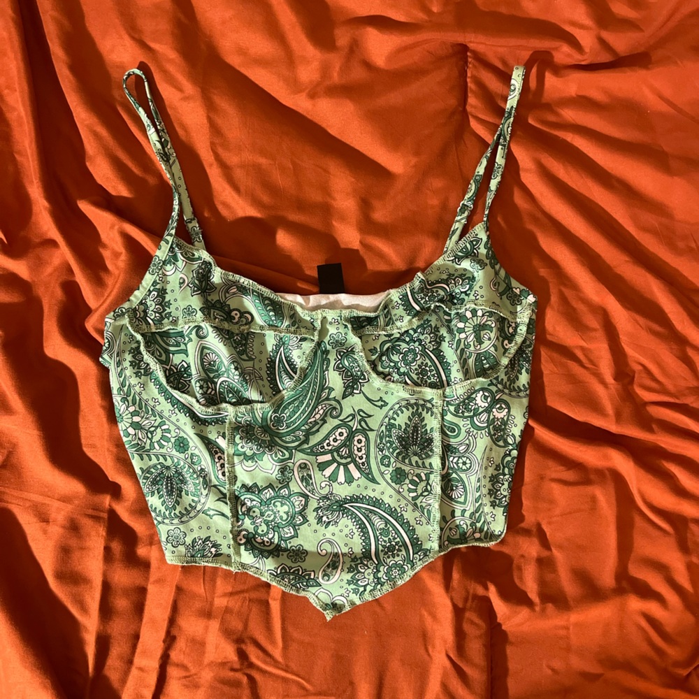 Shrub Green Bandana Print Crop Top